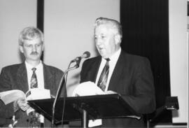 Reuben Pauls and Herb Neufeld on stage