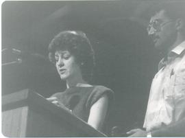 Shirley and Gerald Falk speaking
