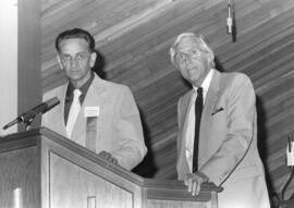 John Redekop and Neil Fast behind the pulpit