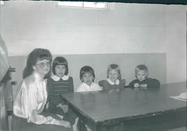 Mrs. Sara Rempel with Kindergarten Sunday School class