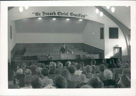 Worship Service. Pastor Edwin Plett speaking