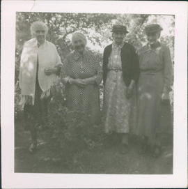 L-R: Mrs. Loewen, Mrs. Helena Schellenberg, Mrs. Aganetha Schellenberg, Tina Giesbrecht