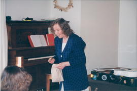 Edna Wiebe telling a story for the children