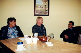 Arnulfo Vado and Bayardo Blandon from Nicaragua visit with Lester Olfert (centre)