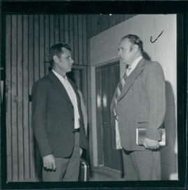 Bishop Abram Wiebe, Paraguay on left, with main speaker Frank C. Peters
