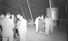 Prayer groups meeting before the tent meeting of the Brunk Revival Campaign