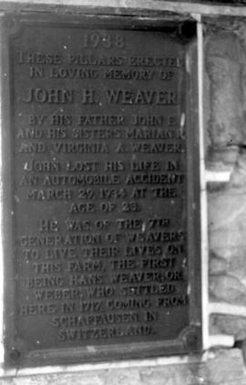 John Weaver plaque and Hans Weber monument (1938)