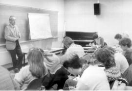 Walter Klaassen teaching a class. Informal
