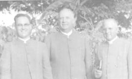 L-r: Missionary Warren Metzler; Bishop Truman Brunk of Virginia; and Mahlon L. Blosser