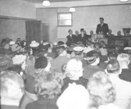 John Unger speaking at the Hamilton Mennonite Brethren Mission Chapel (Hamilton, Ontario)