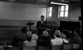 Class lead by P. Swarr. Church at Mohawk School in Hamilton, Ontario, during the 1950s