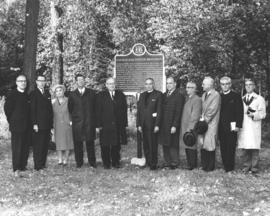 Dedication of plaque at site of first Evangelical United Brethren camp mtg near Waterloo