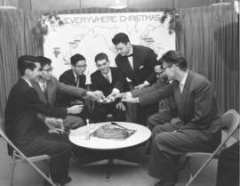 International students at Mennonite Biblical Seminary Christmas celebration, 1963