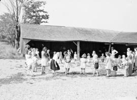 Children playing outside at Summer Bible School at Bethel Mennonite Church in Elora, Ontario