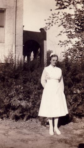 Una Cressman in her nurse's uniform. 1940s?