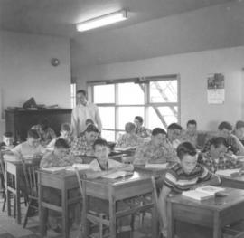 Boys at the Ailsa Craig Boys Farm in a school classroom