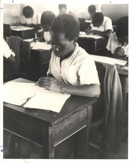 Students taking exams at the Kahuhia Girls' School