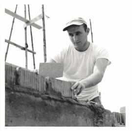 Ernest Geiser working on a house in Backnang