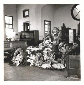 Bertha Kornelson's funeral held at a Korean Presbyterian church; the flowers were donated by vari...
