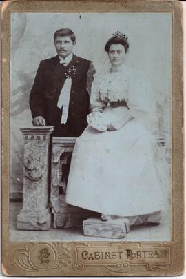 Wedding portrait of Isaac Martin Bergen and Aganetha Bergen (Teichroeb)