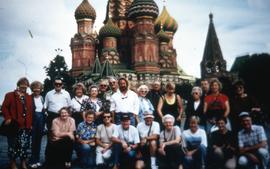 Lawrence with travel group in front of St. Basil's Cathedral