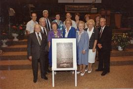 Descendants of David Toews with the David Toews plaque