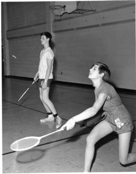 Rosthern Junior College students playing badminton