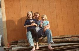 Father with daughters, Camp Assiniboia