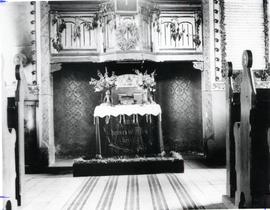 Pulpit and communion table Montau Mennonite church