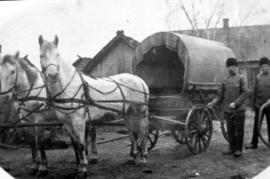 Heinrich Funk and his covered wagon