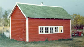 Outbuilding on farm near Hepburn, Saskatchewan, where J. B. & Nettie Toews lived from 1934 to...