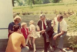 J. B. Toews (2nd from right) with unidentified family in Bienenberg, Switzerland, 1973
