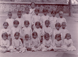 Teacher and school children at school in India