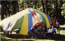 Parachute games at camp